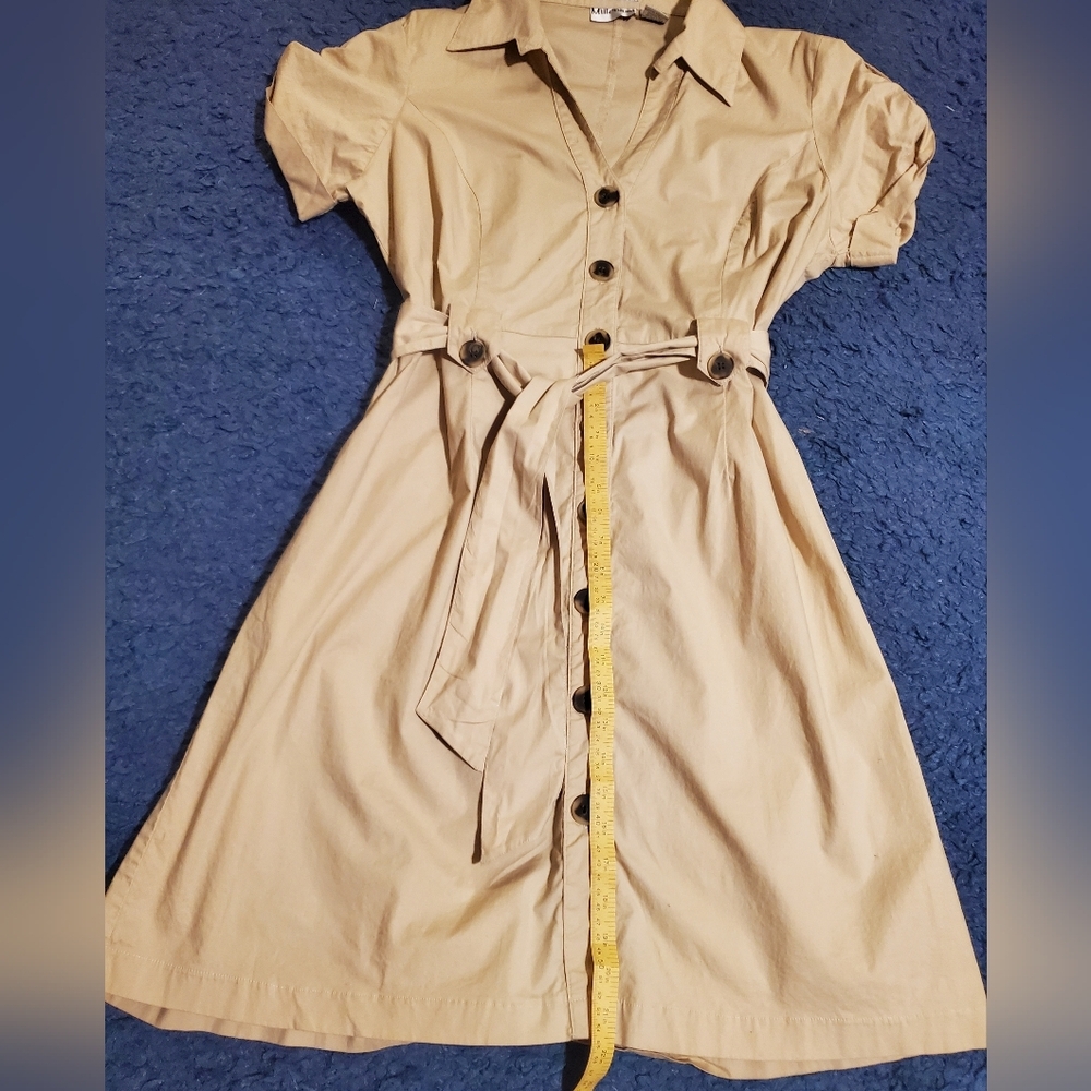 Millennium Chic Beige Button-Front Midi Dress, Si… - image 1